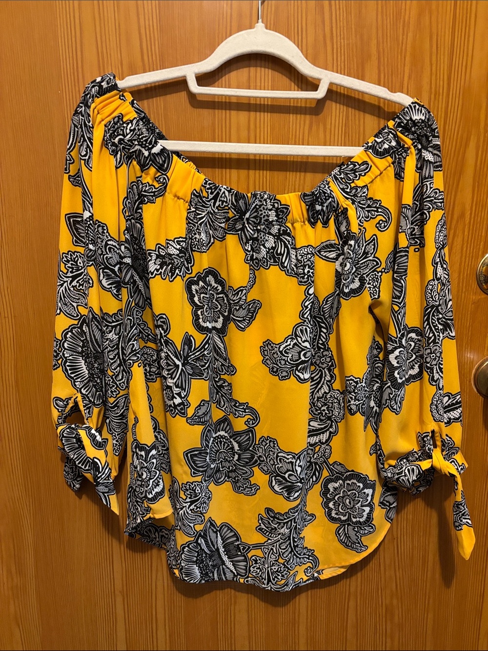 Express Yellow Floral Off-Shoulder Blouse